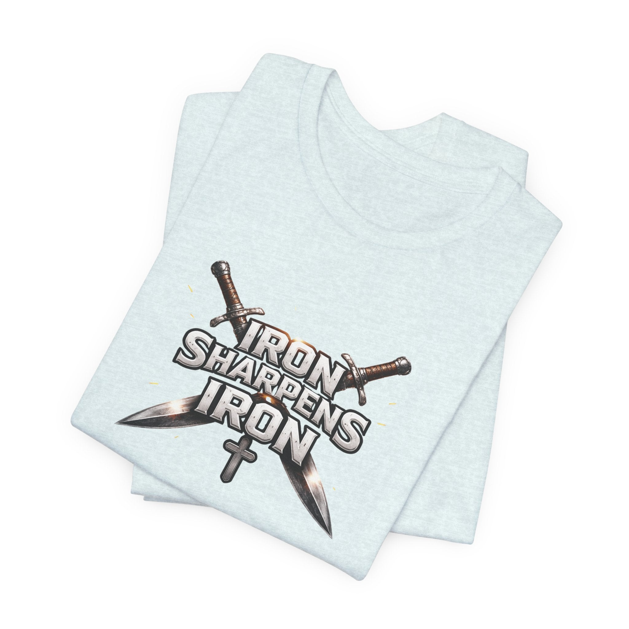 Iron Sharpens Iron T-Shirt — Christian Faith Cross & Swords Tee
