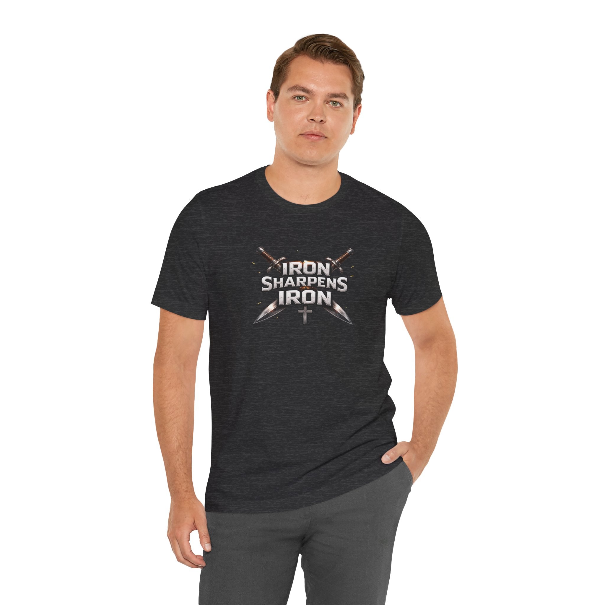 Iron Sharpens Iron T-Shirt — Christian Faith Cross & Swords Tee