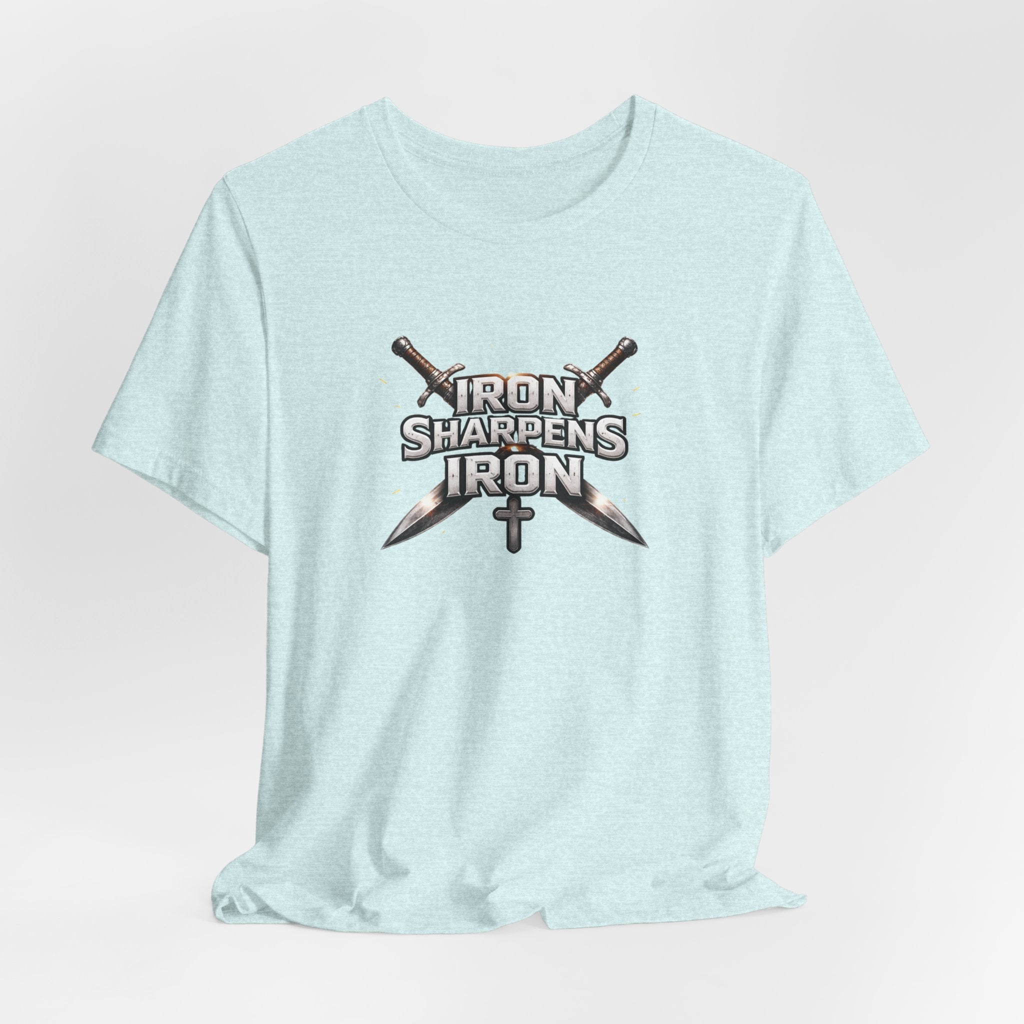 Iron Sharpens Iron T-Shirt — Christian Faith Cross & Swords Tee
