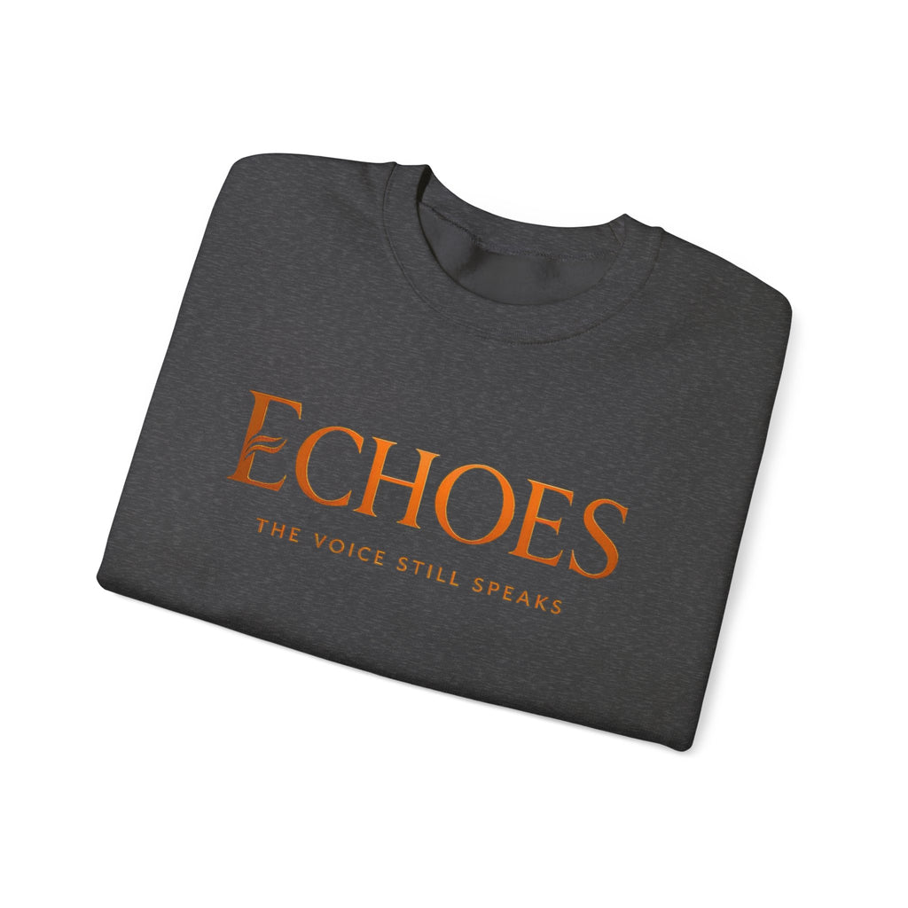 Echoes Crewneck Sweatshirt — "Echoes: The Voice Still Speaks" Minimal Graphic