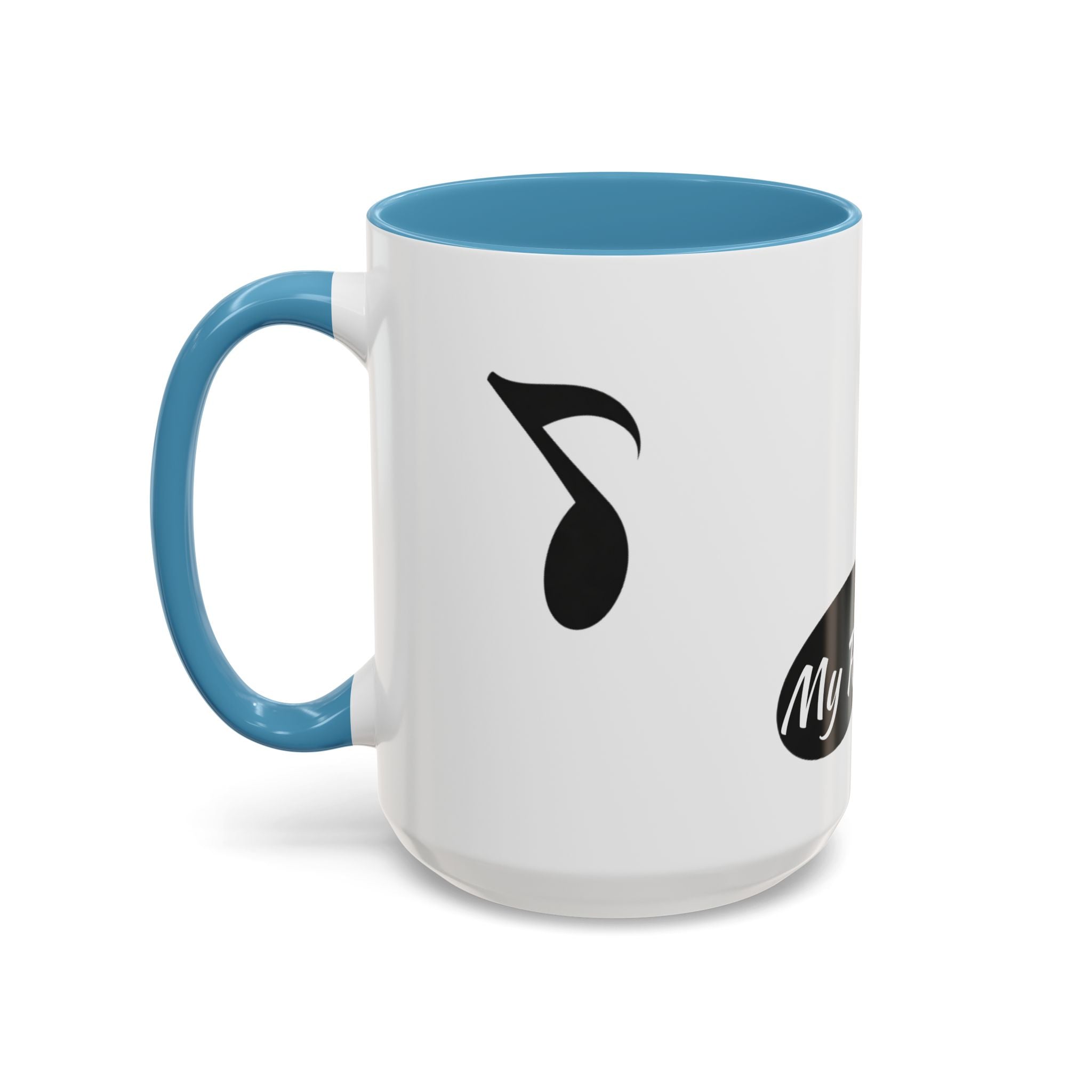 Music Note Accent Mug — "My Rhythmé" Pink Interior Coffee Mug