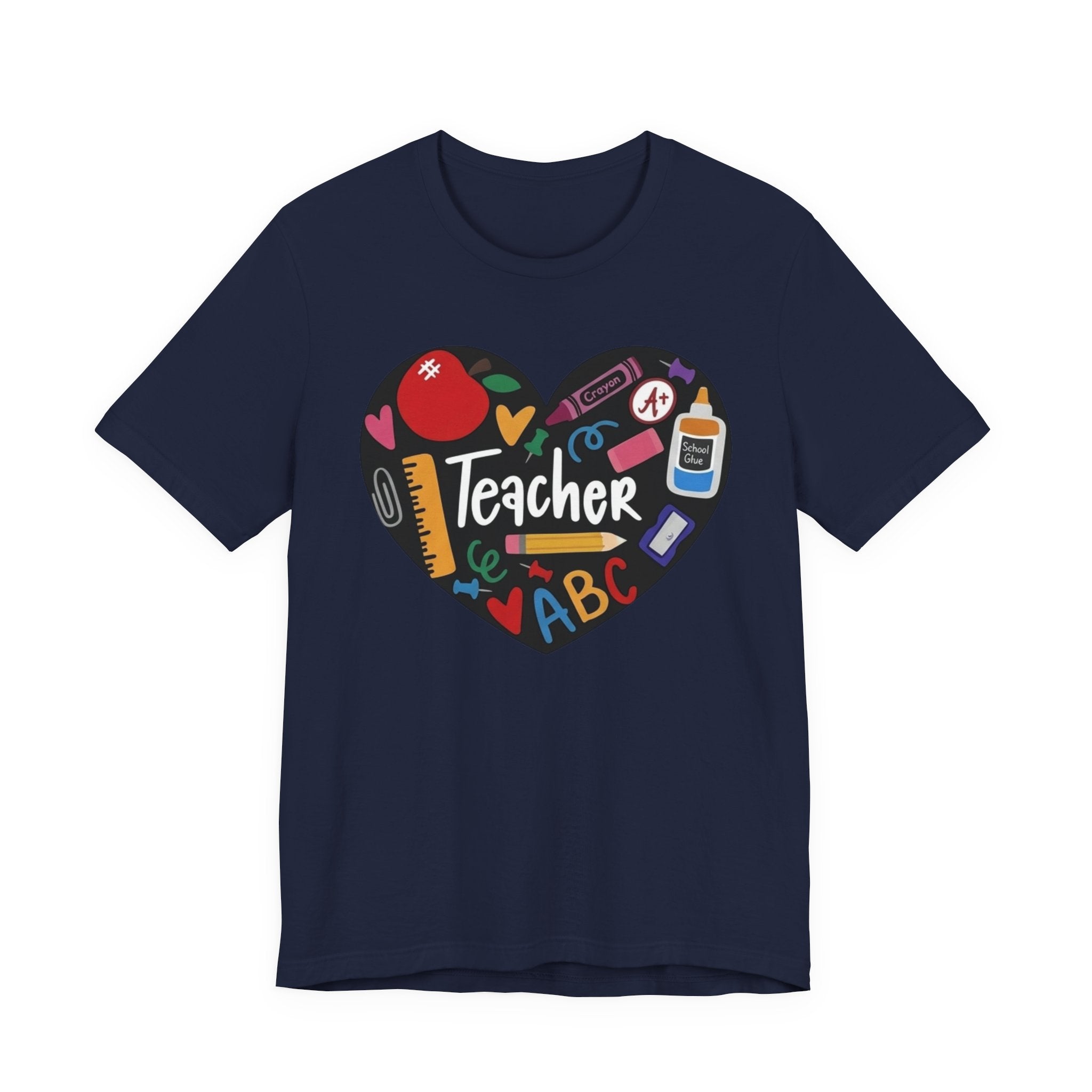 Teacher Heart Graphic Tee — Cute School Supply Design