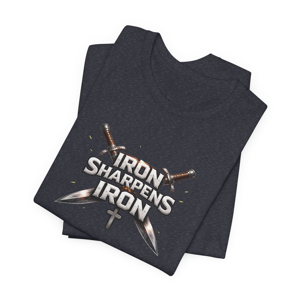 Iron Sharpens Iron T-Shirt — Christian Faith Cross & Swords Tee