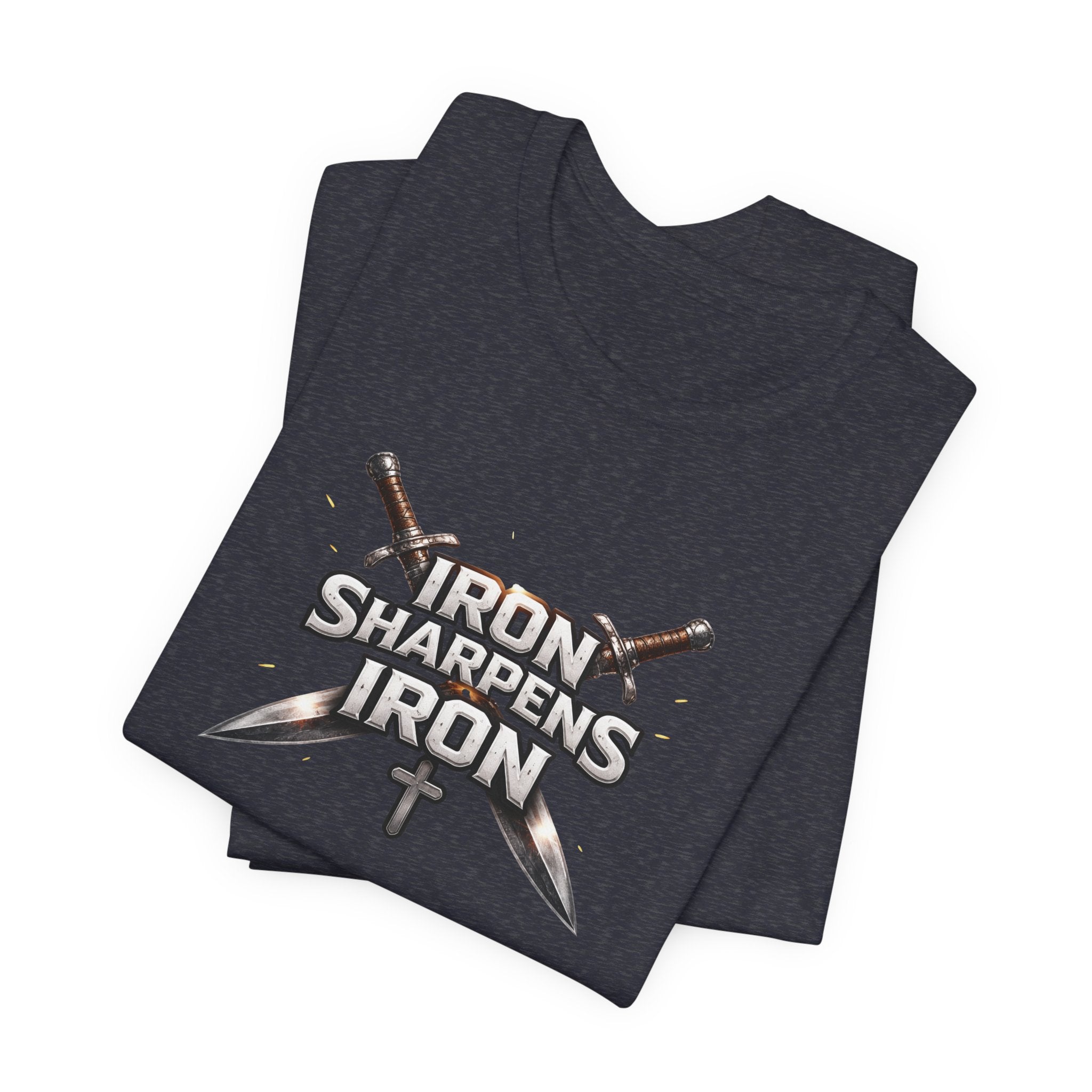 Iron Sharpens Iron T-Shirt — Christian Faith Cross & Swords Tee