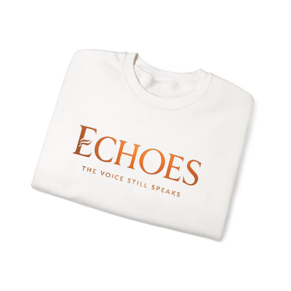 Echoes Crewneck Sweatshirt — "Echoes: The Voice Still Speaks" Minimal Graphic