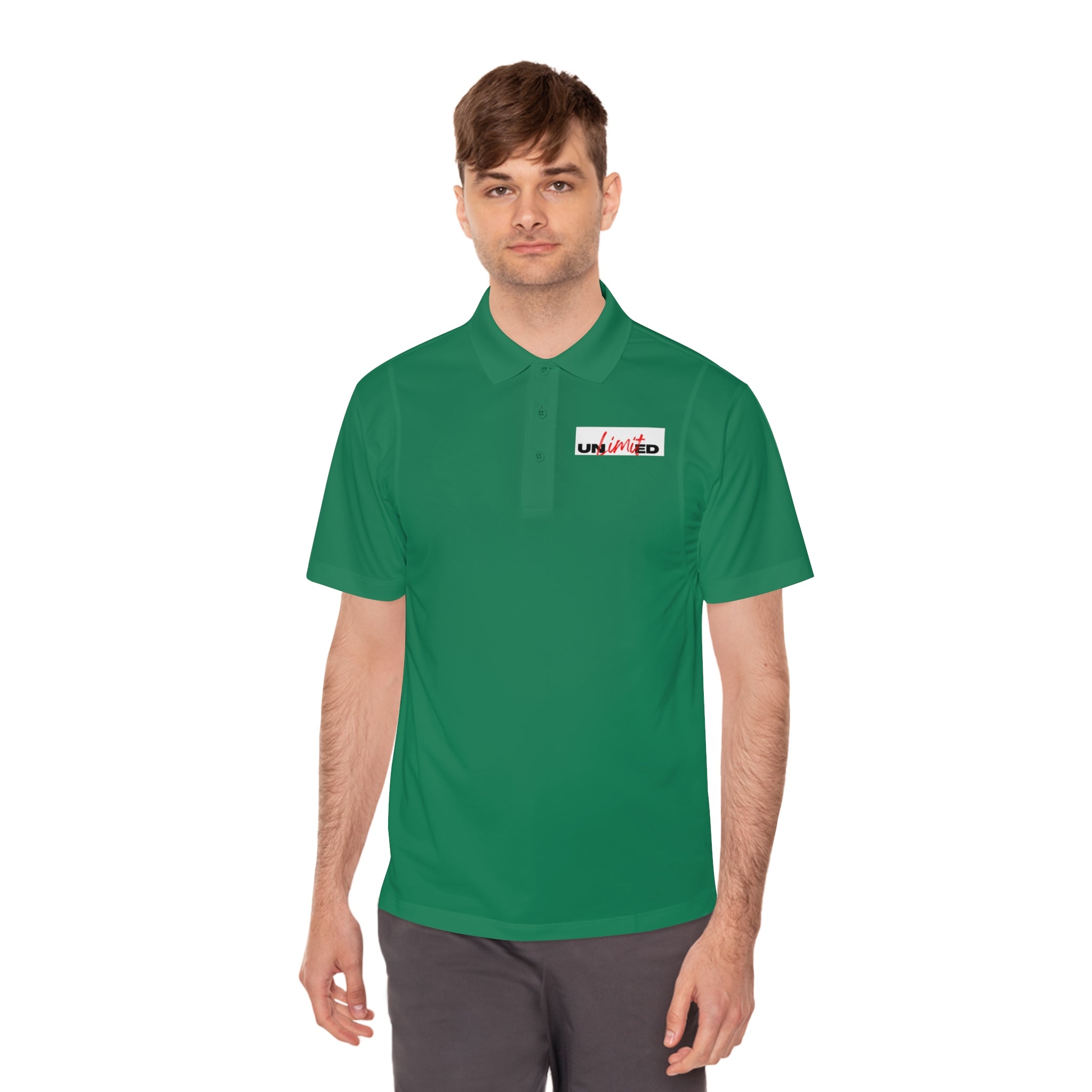 Unlimited Sport Polo — Men’s Performance Polo with 'Unlimited' Motivational Logo