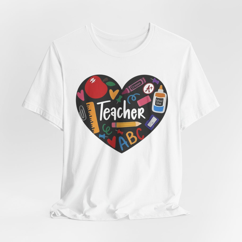 Teacher Heart Graphic Tee — Cute School Supply Design