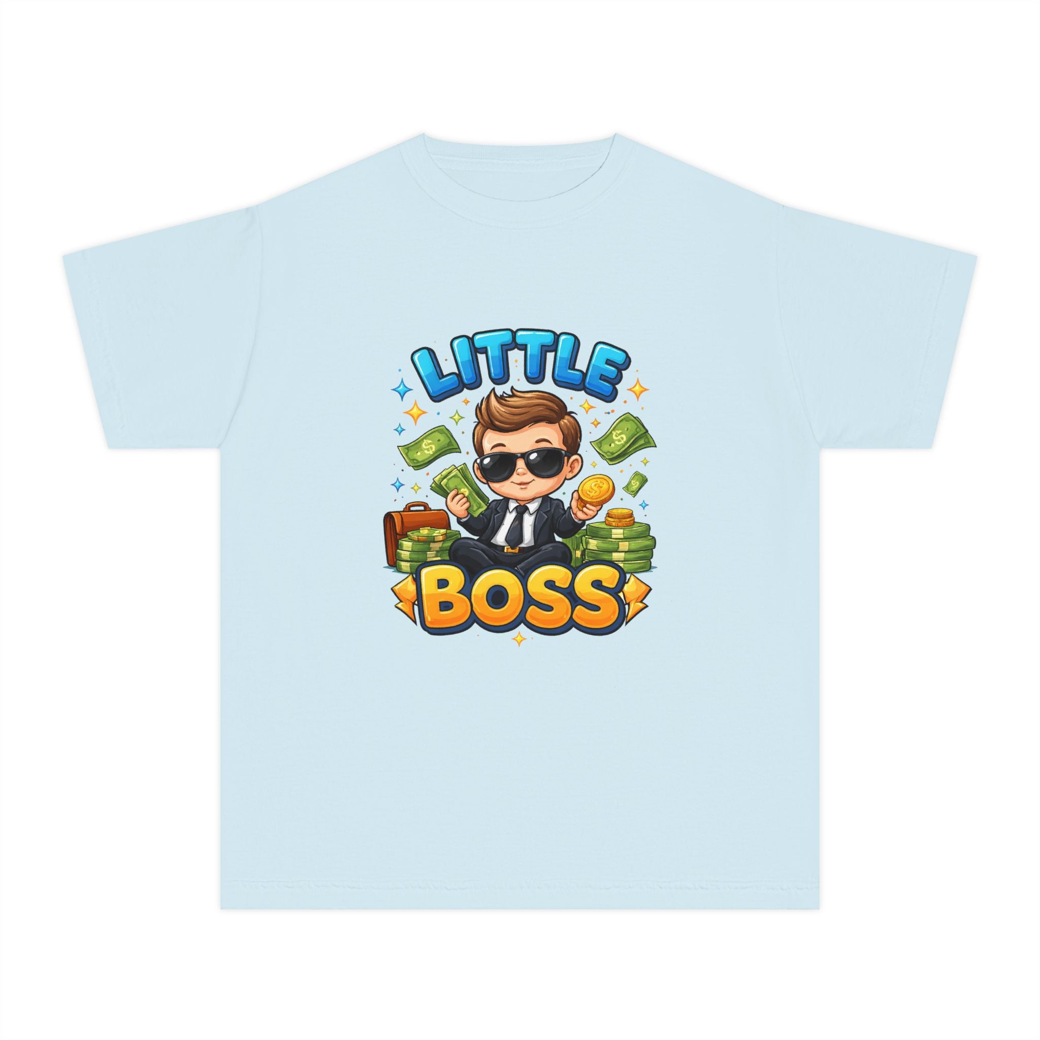 Little Boss Kids T‑Shirt — Cute Cartoon Kid in Suit Design