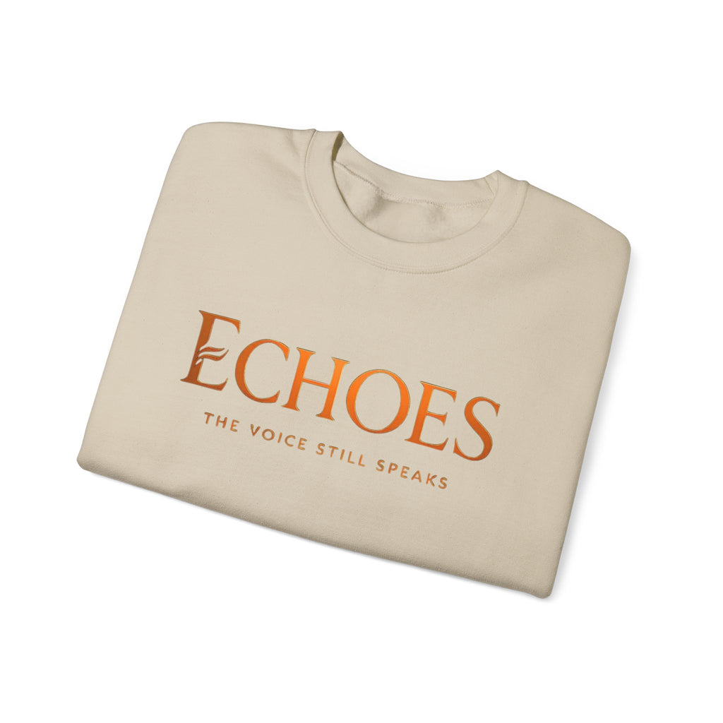 Echoes Crewneck Sweatshirt — "Echoes: The Voice Still Speaks" Minimal Graphic