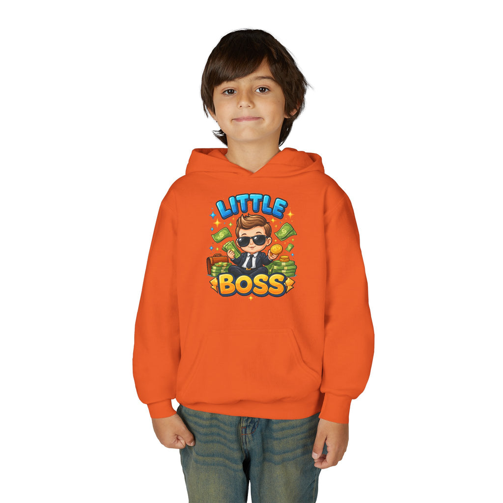 Youth Hoodie — "Little Boss" Cute Kid Money Cartoon Pullover