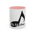Music Note Accent Mug — "My Rhythmé" Pink Interior Coffee Mug
