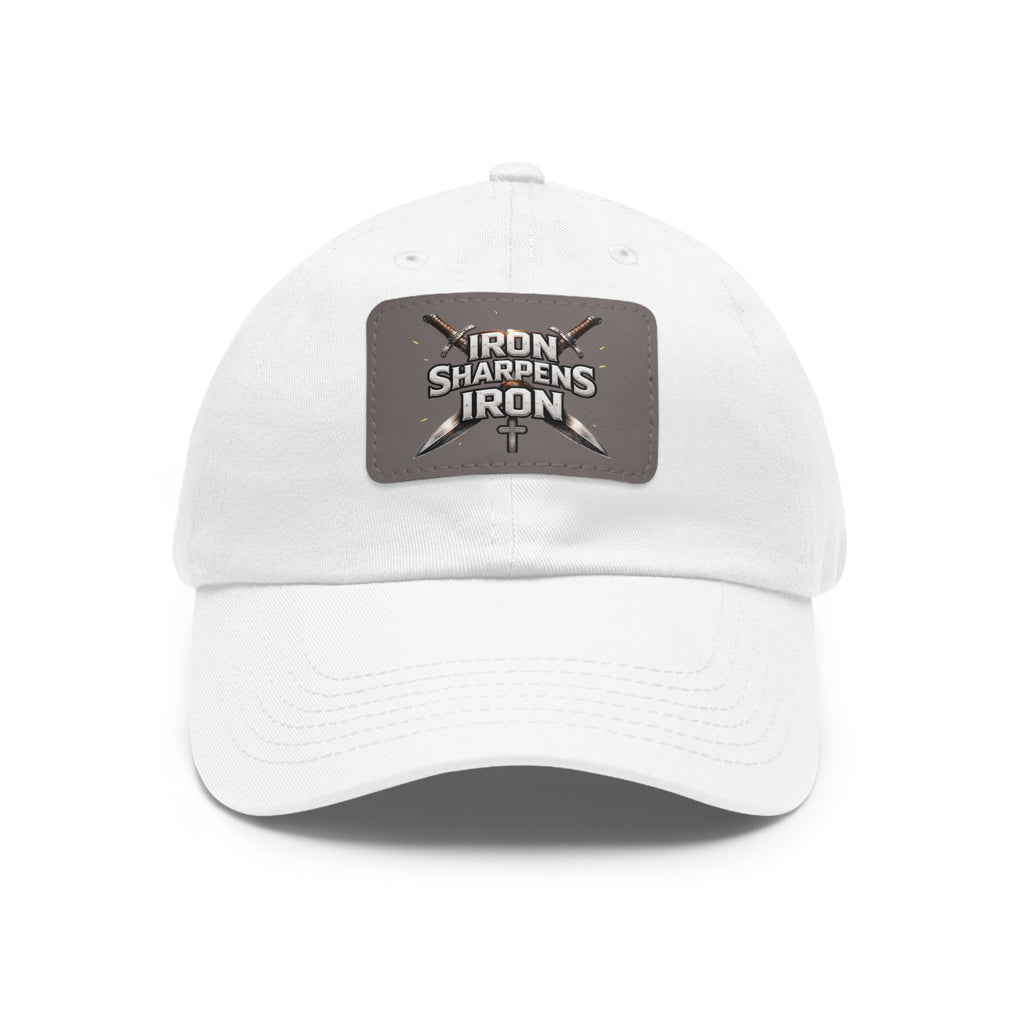 'Iron Sharpens Iron' Leather Patch Dad Hat — Christian Faith Baseball Cap