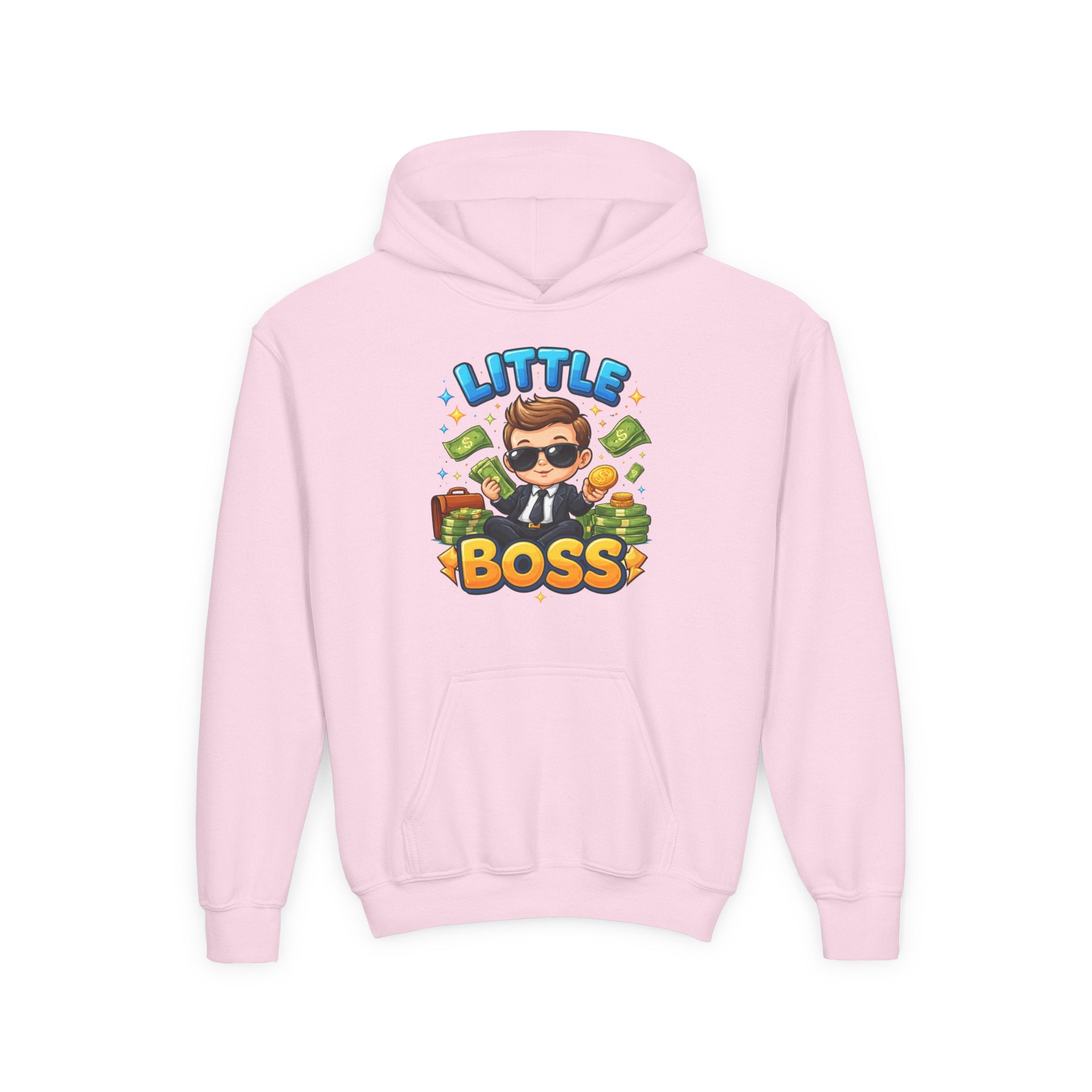 Youth Hoodie — "Little Boss" Cute Kid Money Cartoon Pullover