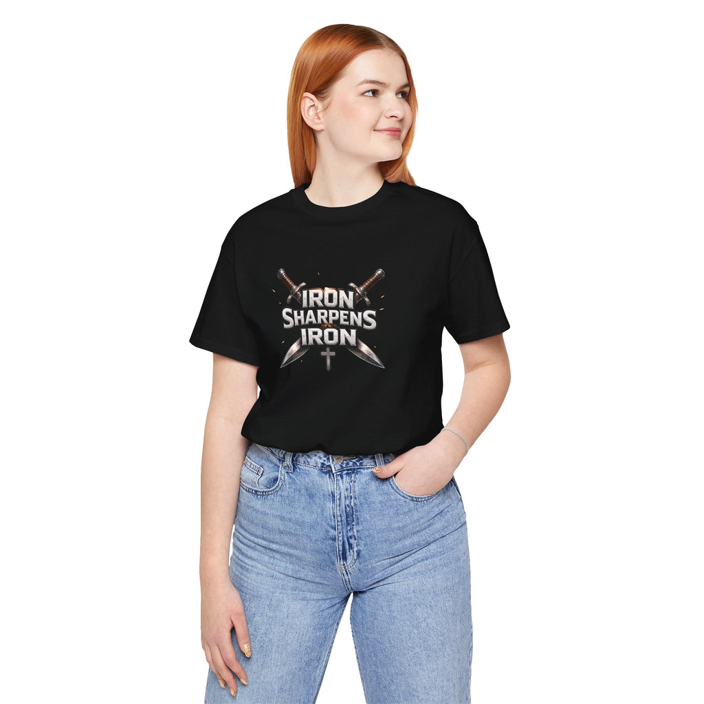 Iron Sharpens Iron T-Shirt — Christian Faith Cross & Swords Tee