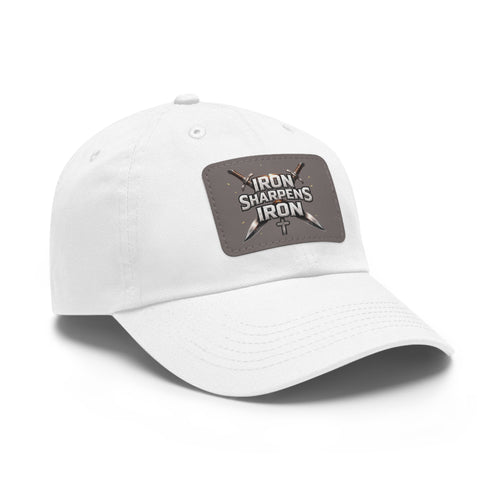 'Iron Sharpens Iron' Leather Patch Dad Hat — Christian Faith Baseball Cap