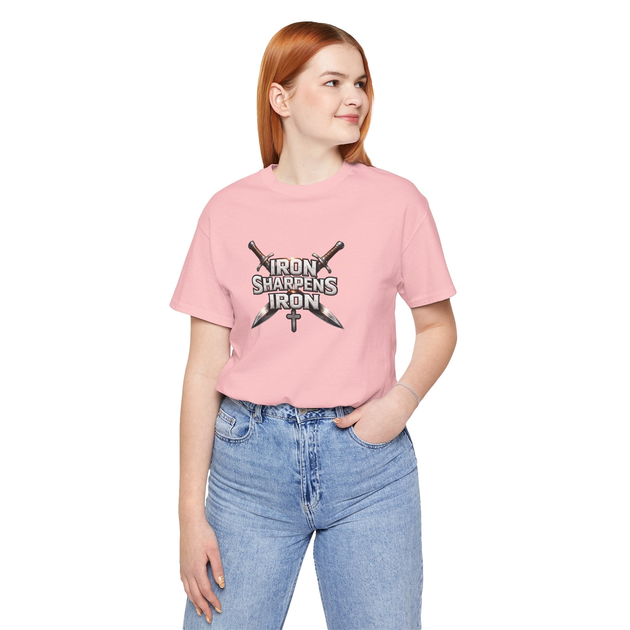 Iron Sharpens Iron T-Shirt — Christian Faith Cross & Swords Tee