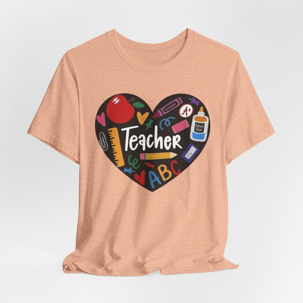 Teacher Heart Graphic Tee — Cute School Supply Design