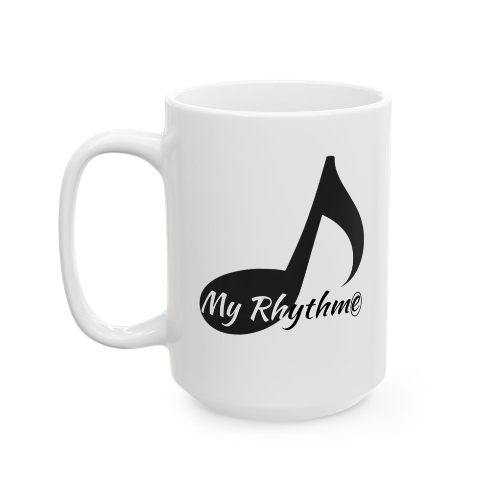 Coffee Mug — 'My Rhythme' Black Flame Teardrop Design (11oz, 15oz)