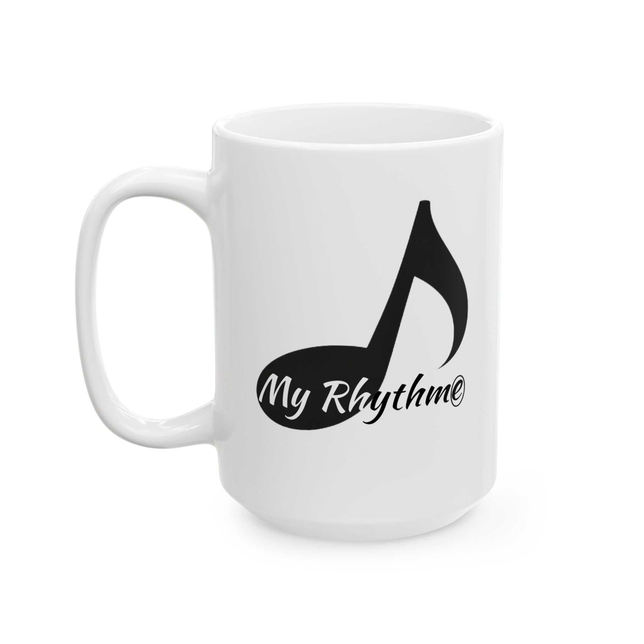 Coffee Mug — 'My Rhythme' Black Flame Teardrop Design (11oz, 15oz)