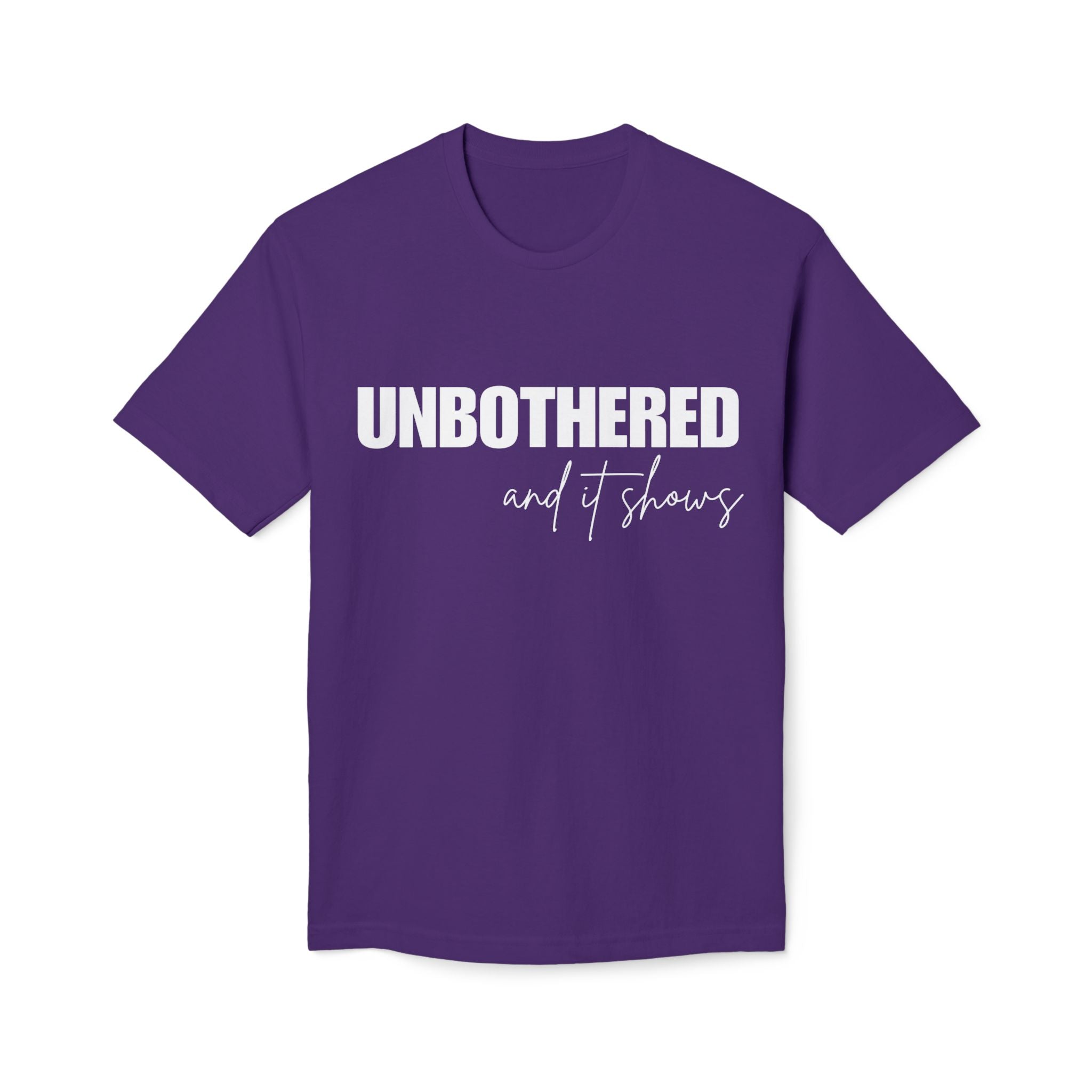 Unbothered Graphic T-Shirt — Minimal White Tee with Subtle 'UNBOTHERED' Text