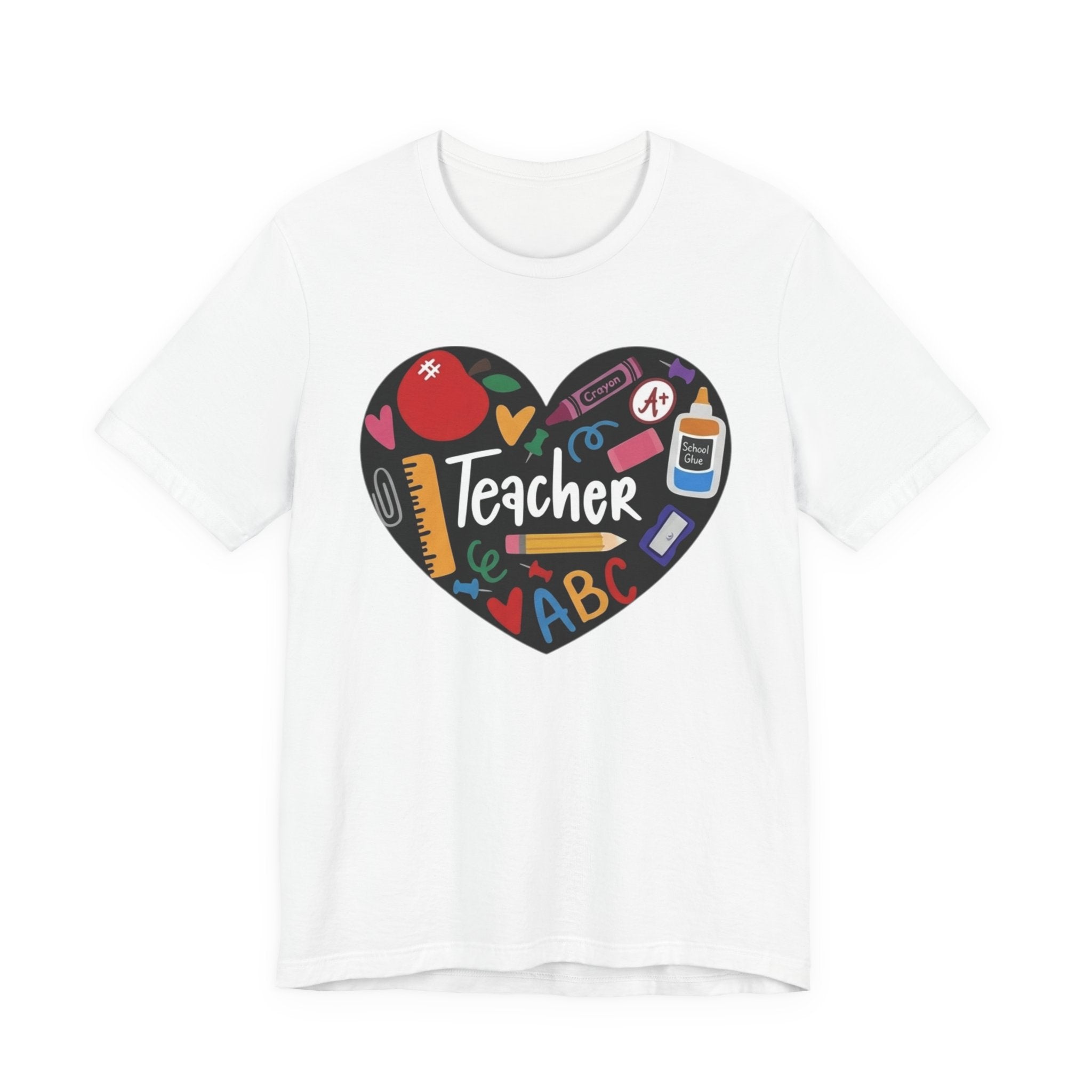 Teacher Heart Graphic Tee — Cute School Supply Design
