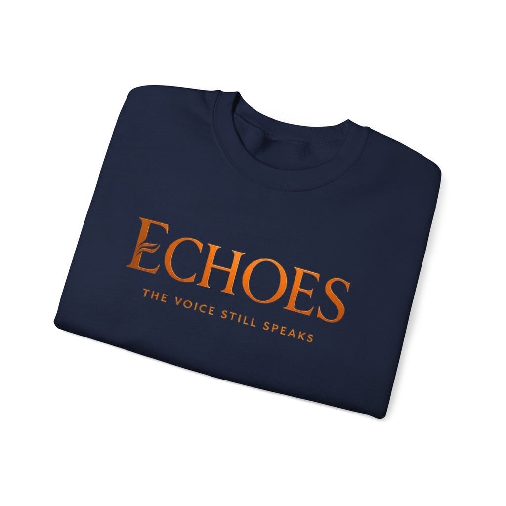 Echoes Crewneck Sweatshirt — "Echoes: The Voice Still Speaks" Minimal Graphic