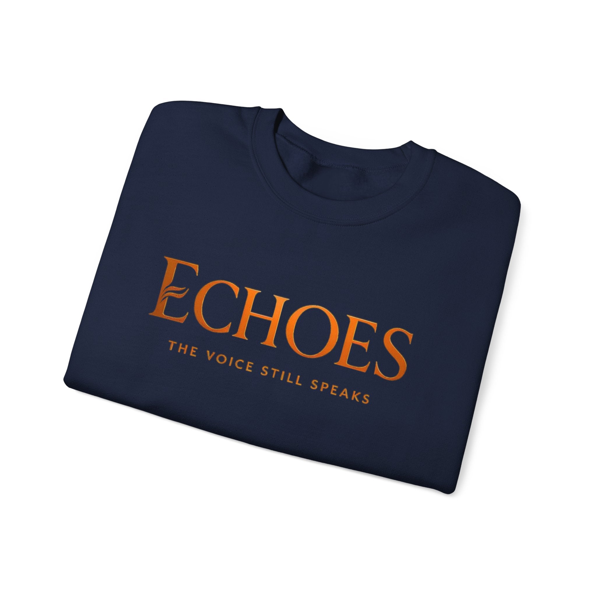 Echoes Crewneck Sweatshirt — "Echoes: The Voice Still Speaks" Minimal Graphic