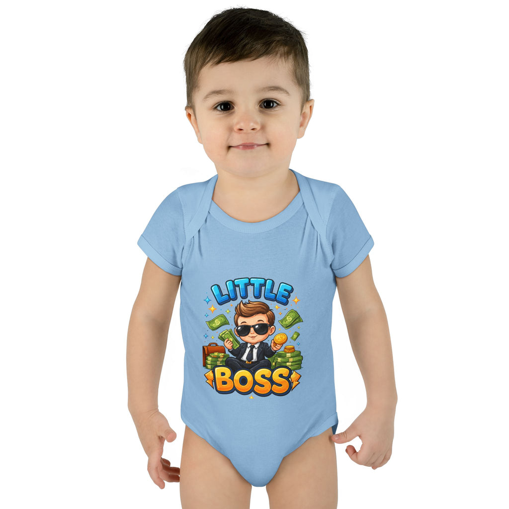 Little Boss Infant Bodysuit – Cute Baby Onesie with 'Little Boss' Cartoon Design
