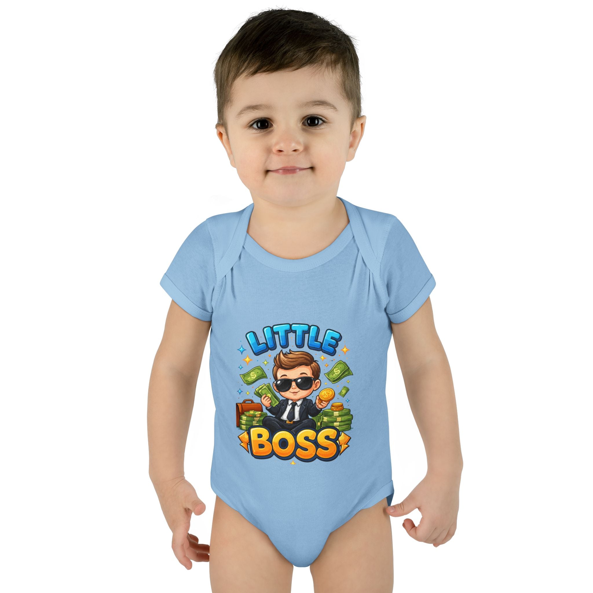 Little Boss Infant Bodysuit – Cute Baby Onesie with 'Little Boss' Cartoon Design