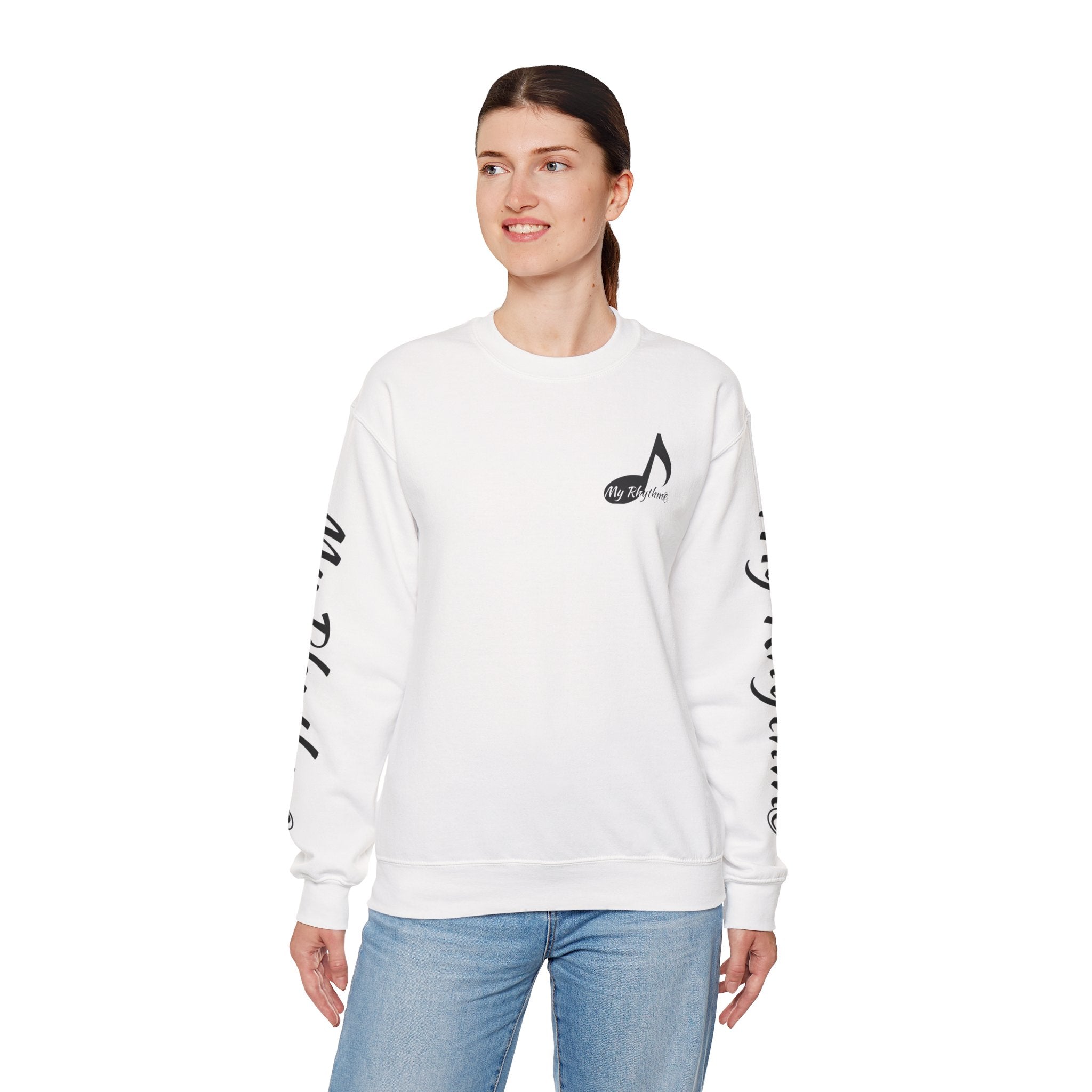 Music Note Crewneck Sweatshirt — "My Rhythme" Graphic for Musicians & Music Lovers