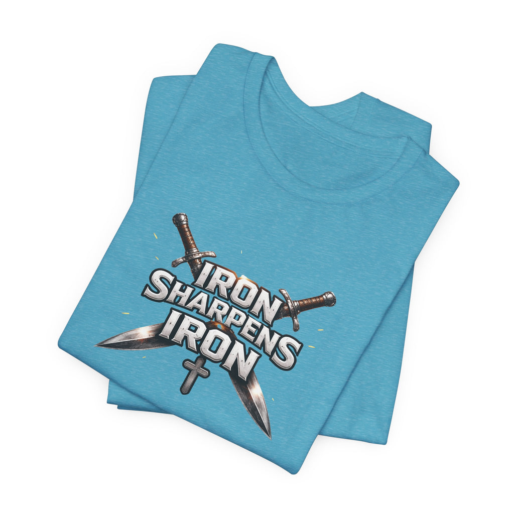 Iron Sharpens Iron T-Shirt — Christian Faith Cross & Swords Tee