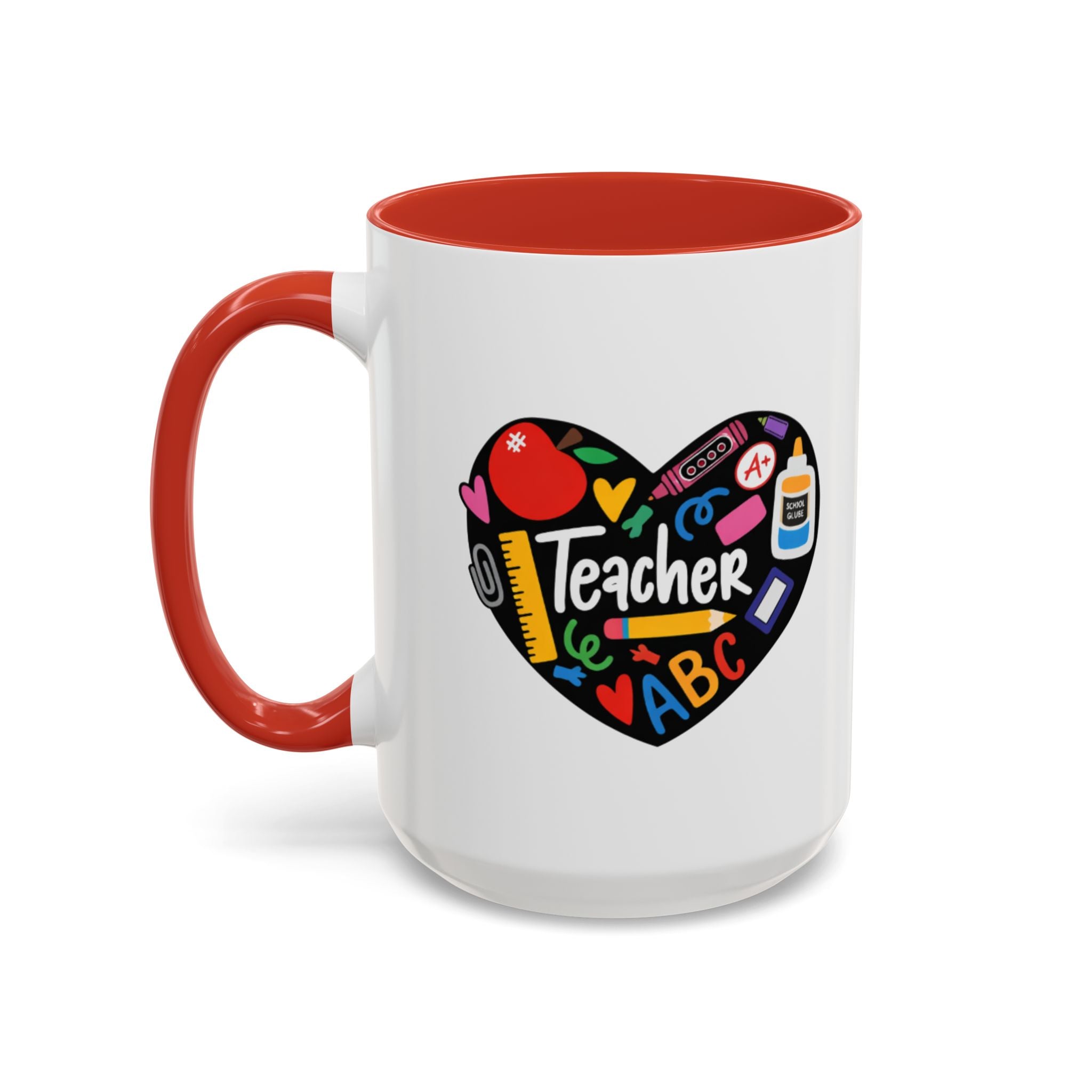 Teacher Heart Accent Coffee Mug — Teacher Appreciation Gift (11/15oz)