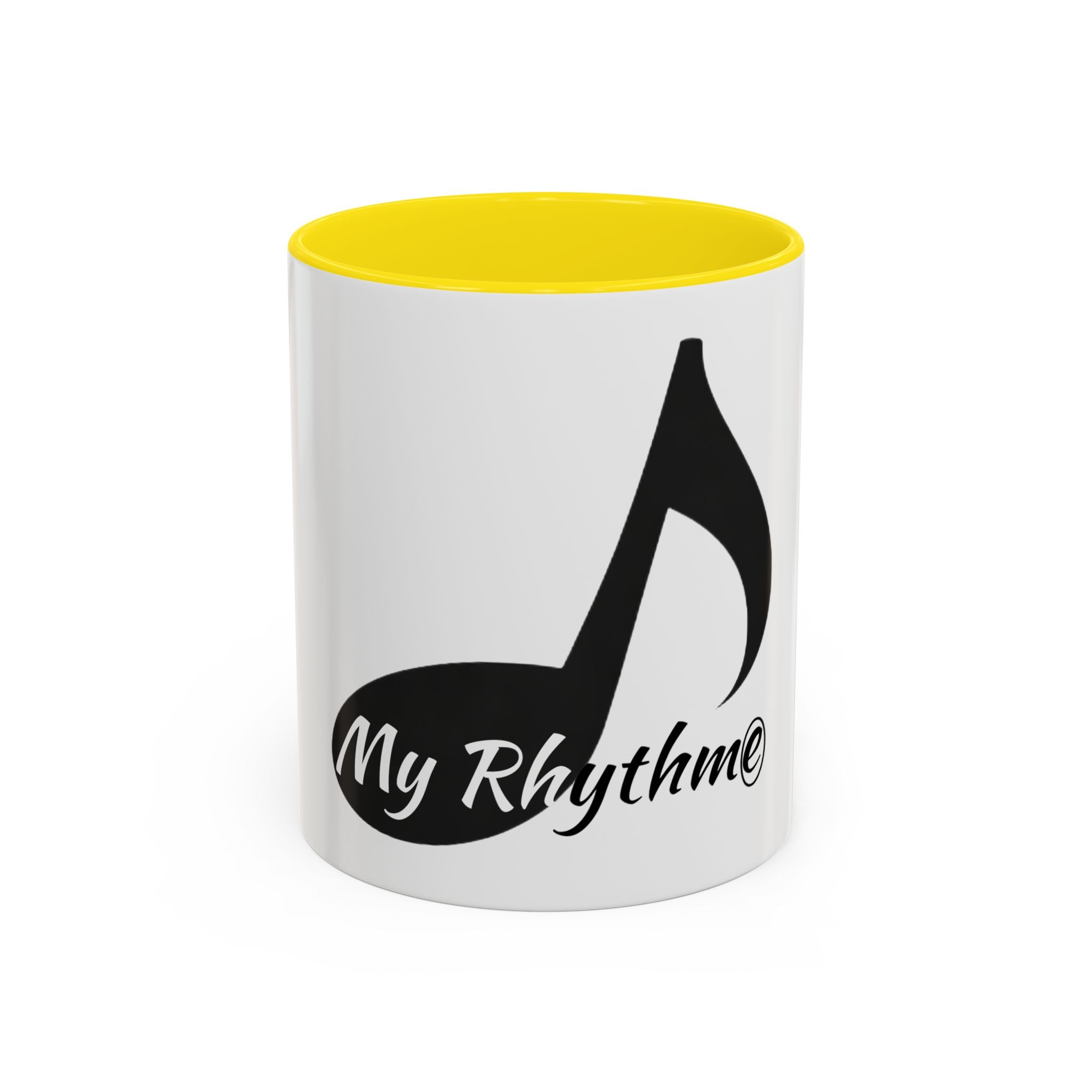Music Note Accent Mug — "My Rhythmé" Pink Interior Coffee Mug