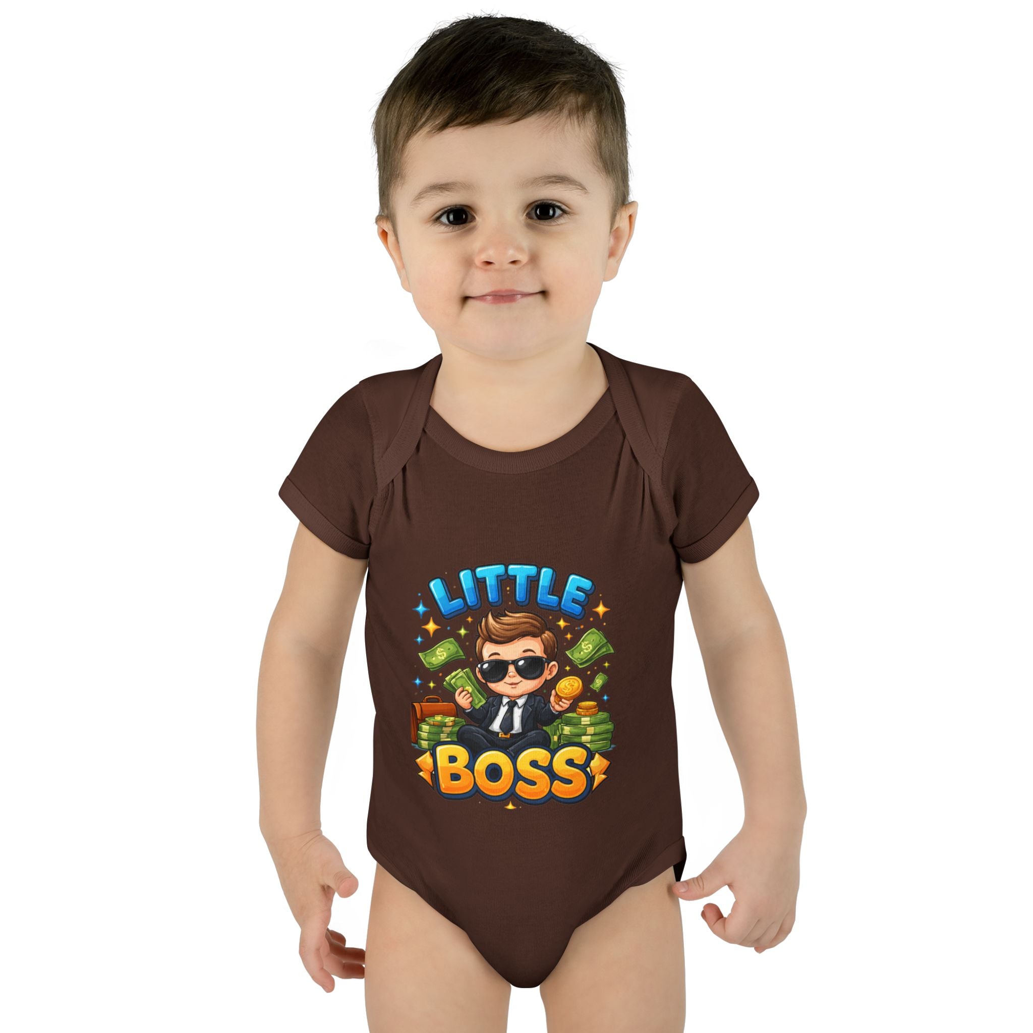 Little Boss Infant Bodysuit – Cute Baby Onesie with 'Little Boss' Cartoon Design