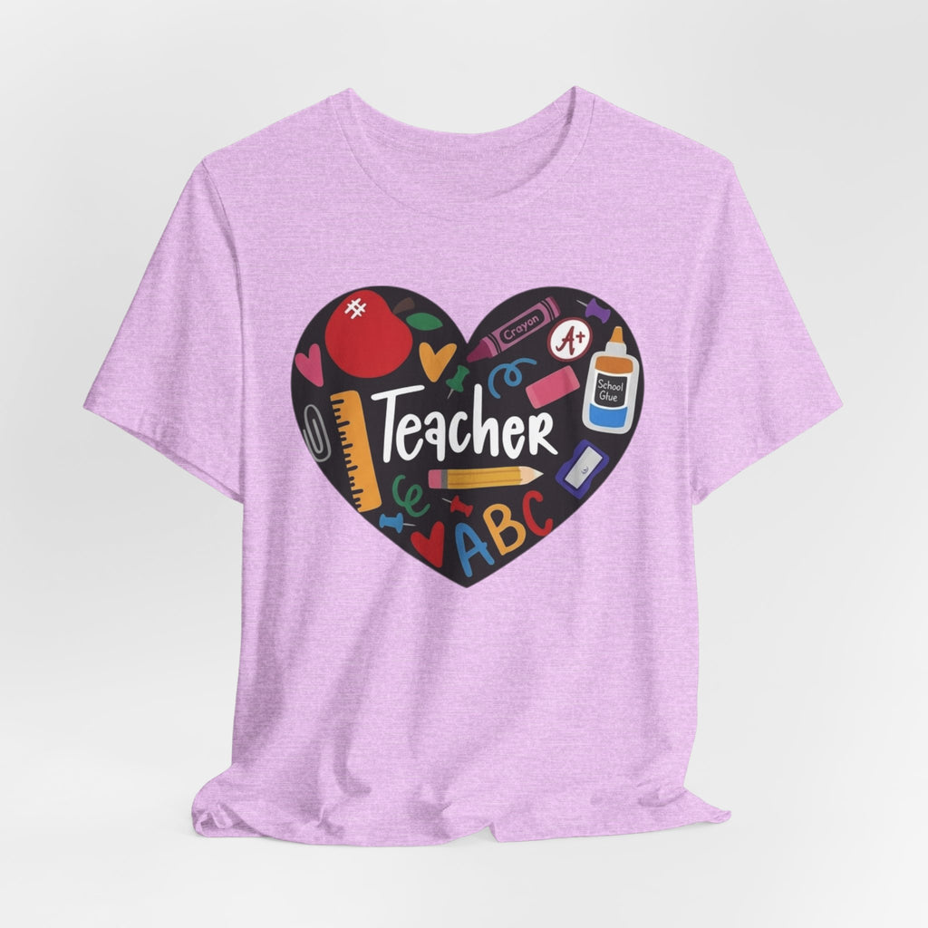 Teacher Heart Graphic Tee — Cute School Supply Design