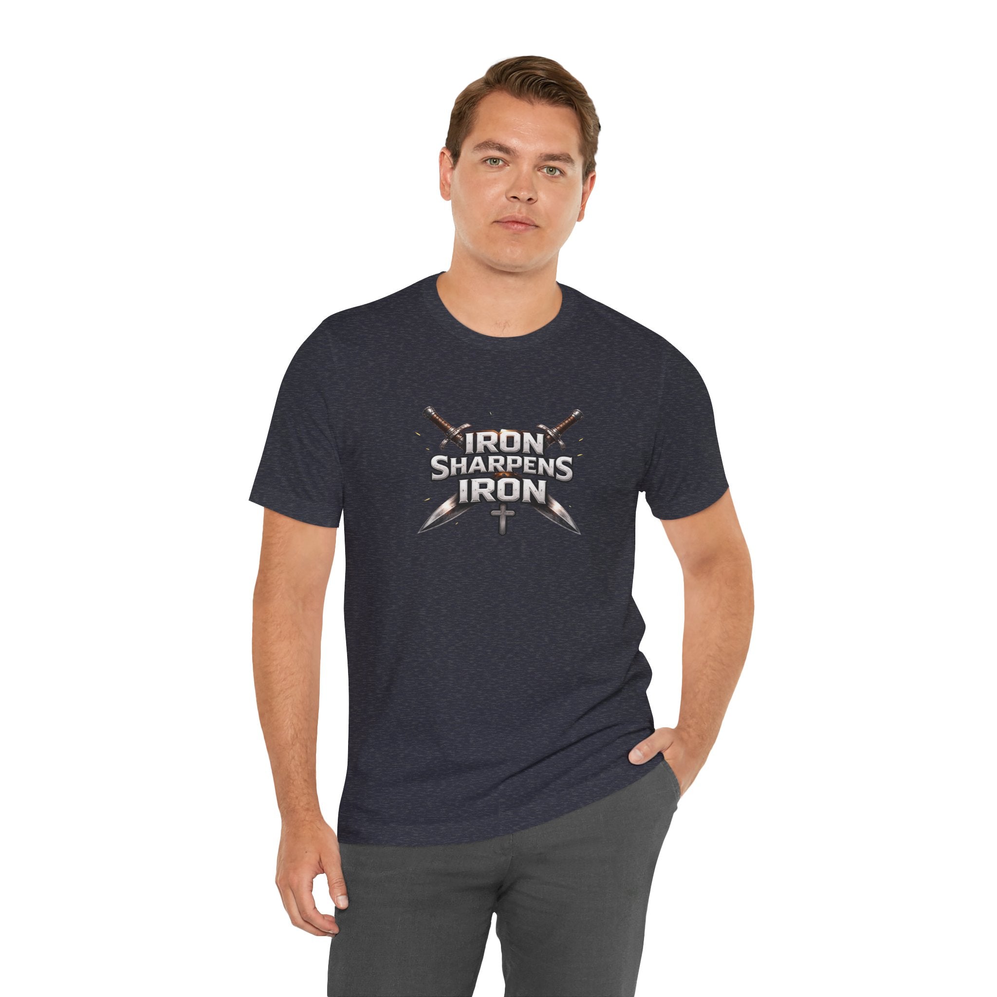 Iron Sharpens Iron T-Shirt — Christian Faith Cross & Swords Tee