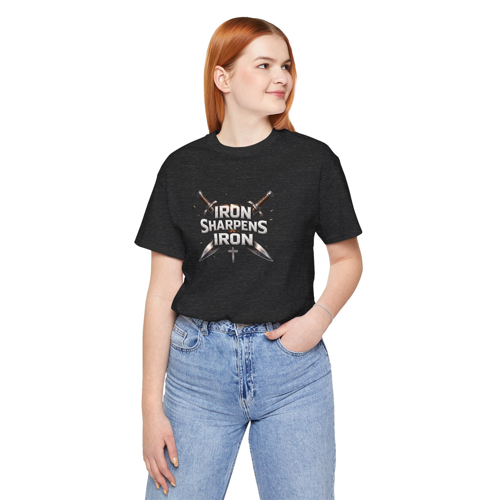 Iron Sharpens Iron T-Shirt — Christian Faith Cross & Swords Tee