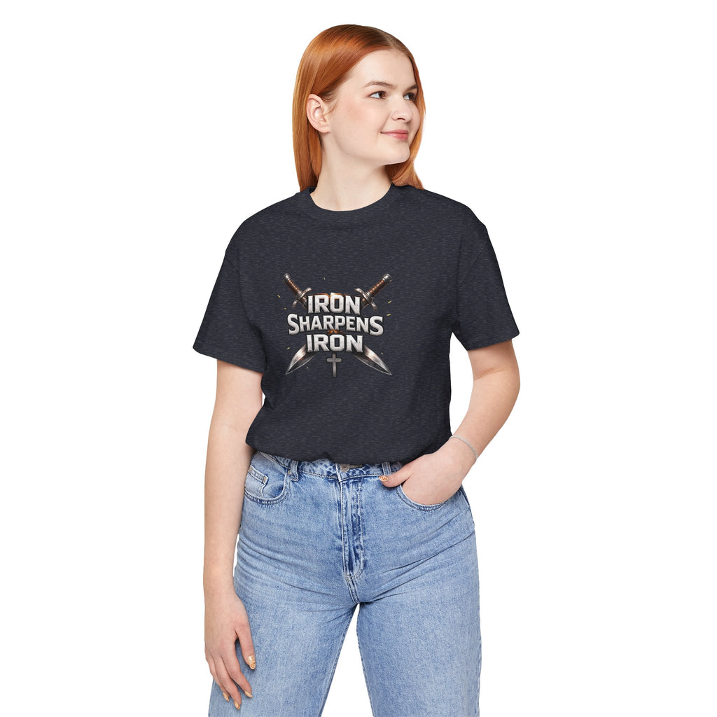 Iron Sharpens Iron T-Shirt — Christian Faith Cross & Swords Tee