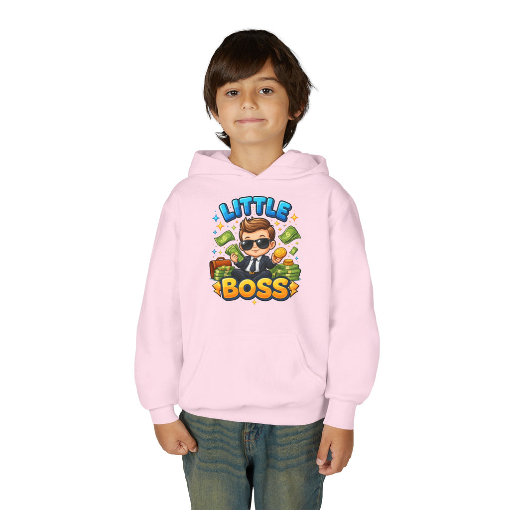 Youth Hoodie — "Little Boss" Cute Kid Money Cartoon Pullover