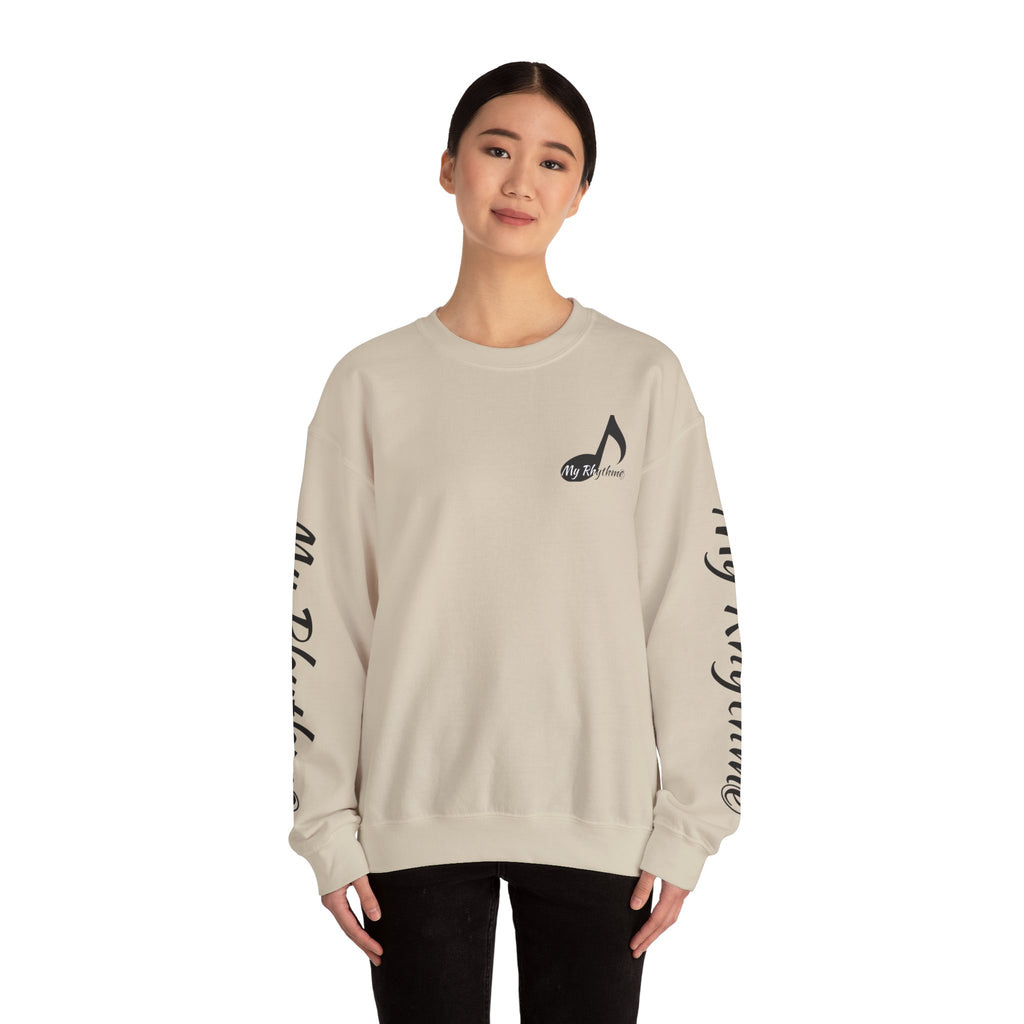 Music Note Crewneck Sweatshirt — "My Rhythme" Graphic for Musicians & Music Lovers