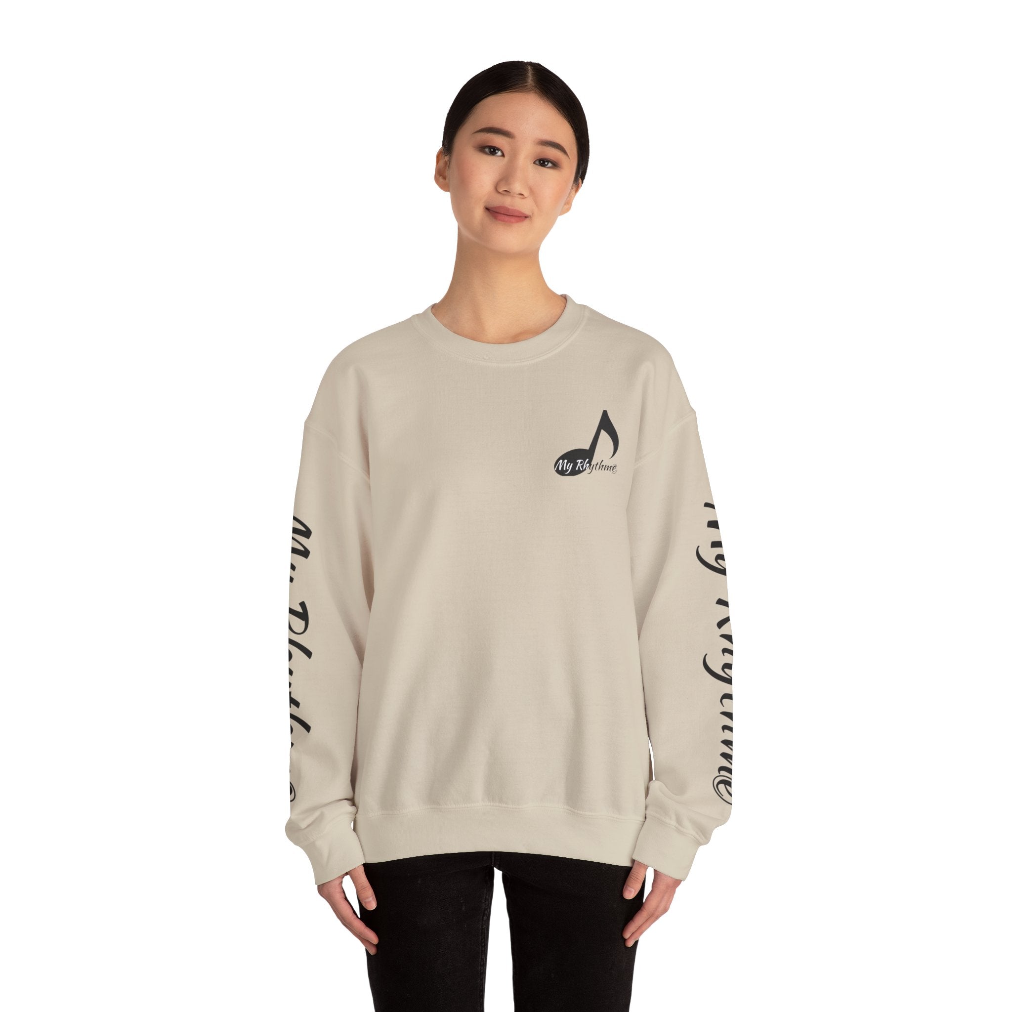 Music Note Crewneck Sweatshirt — "My Rhythme" Graphic for Musicians & Music Lovers