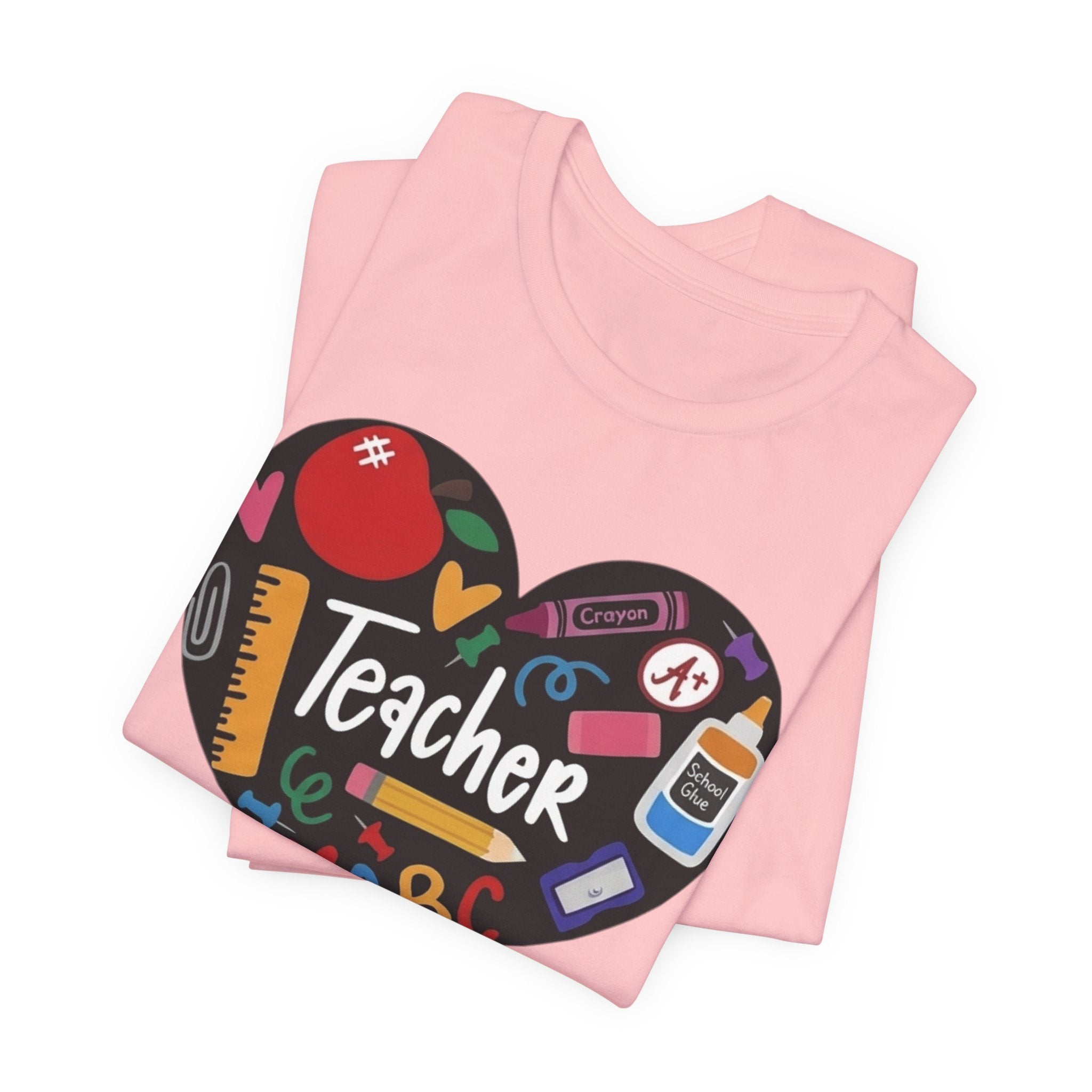 Teacher Heart Graphic Tee — Cute School Supply Design