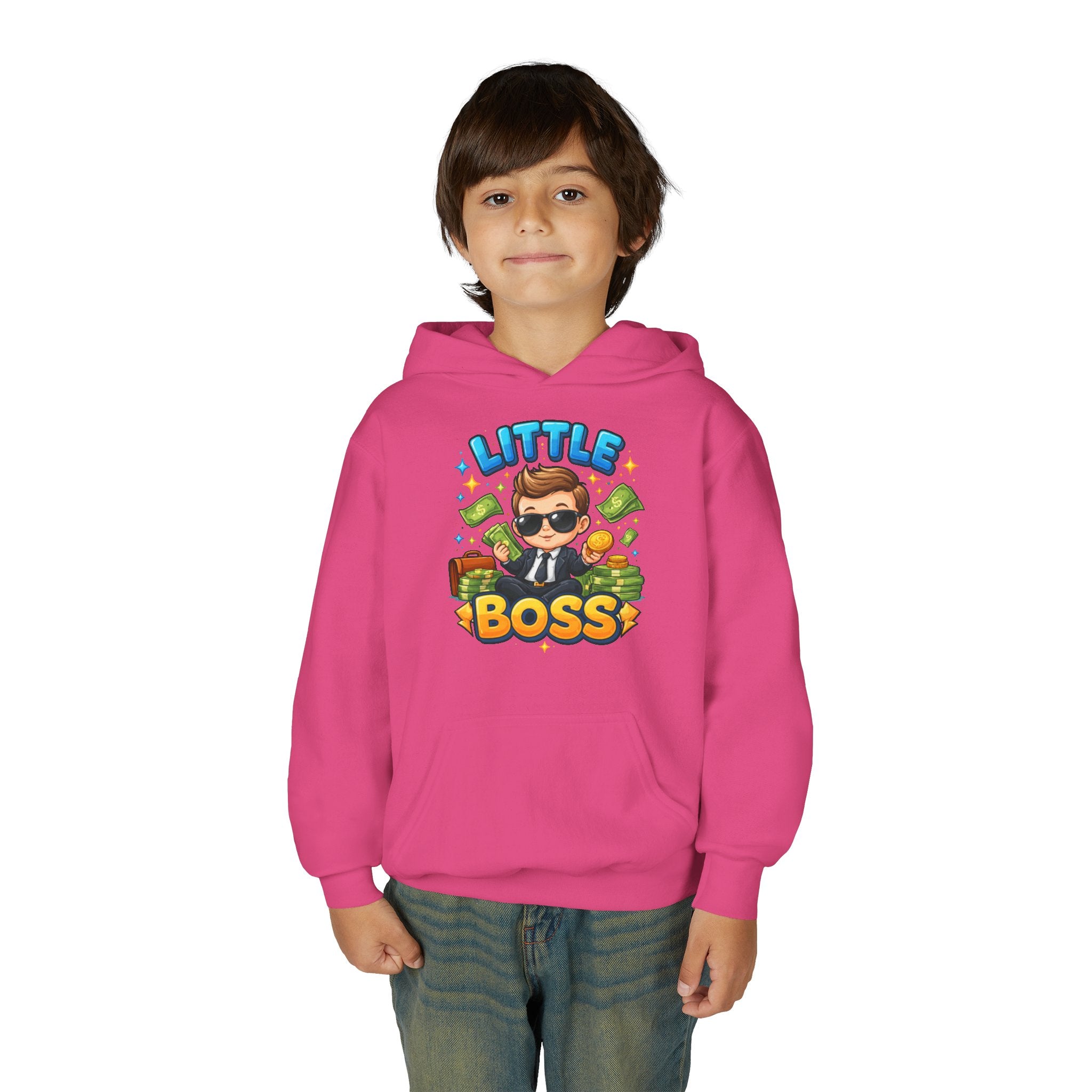 Youth Hoodie — "Little Boss" Cute Kid Money Cartoon Pullover