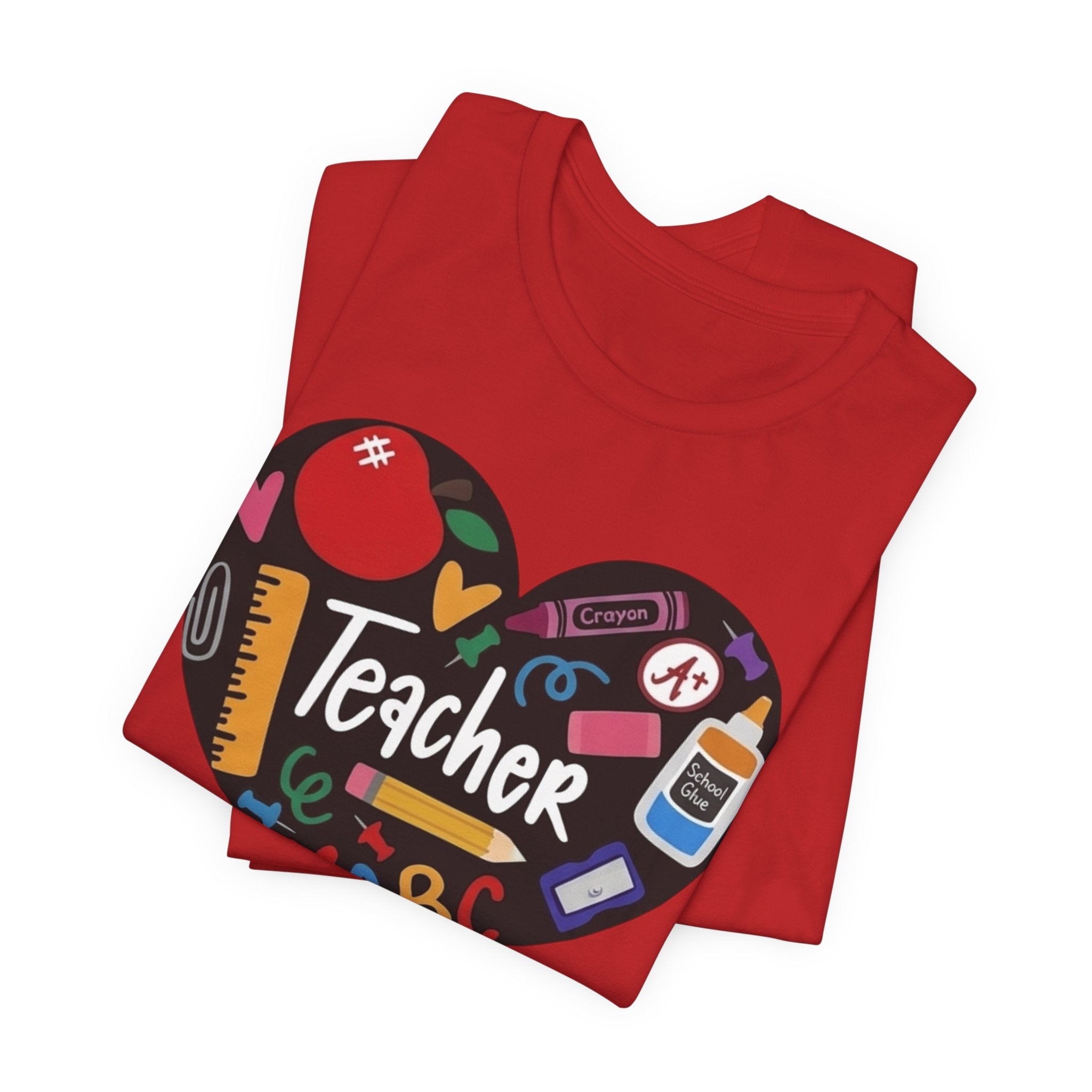 Teacher Heart Graphic Tee — Cute School Supply Design