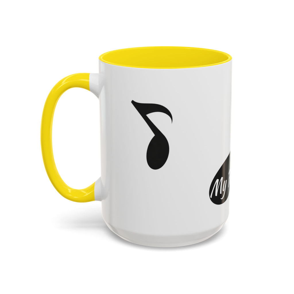 Music Note Accent Mug — "My Rhythmé" Pink Interior Coffee Mug