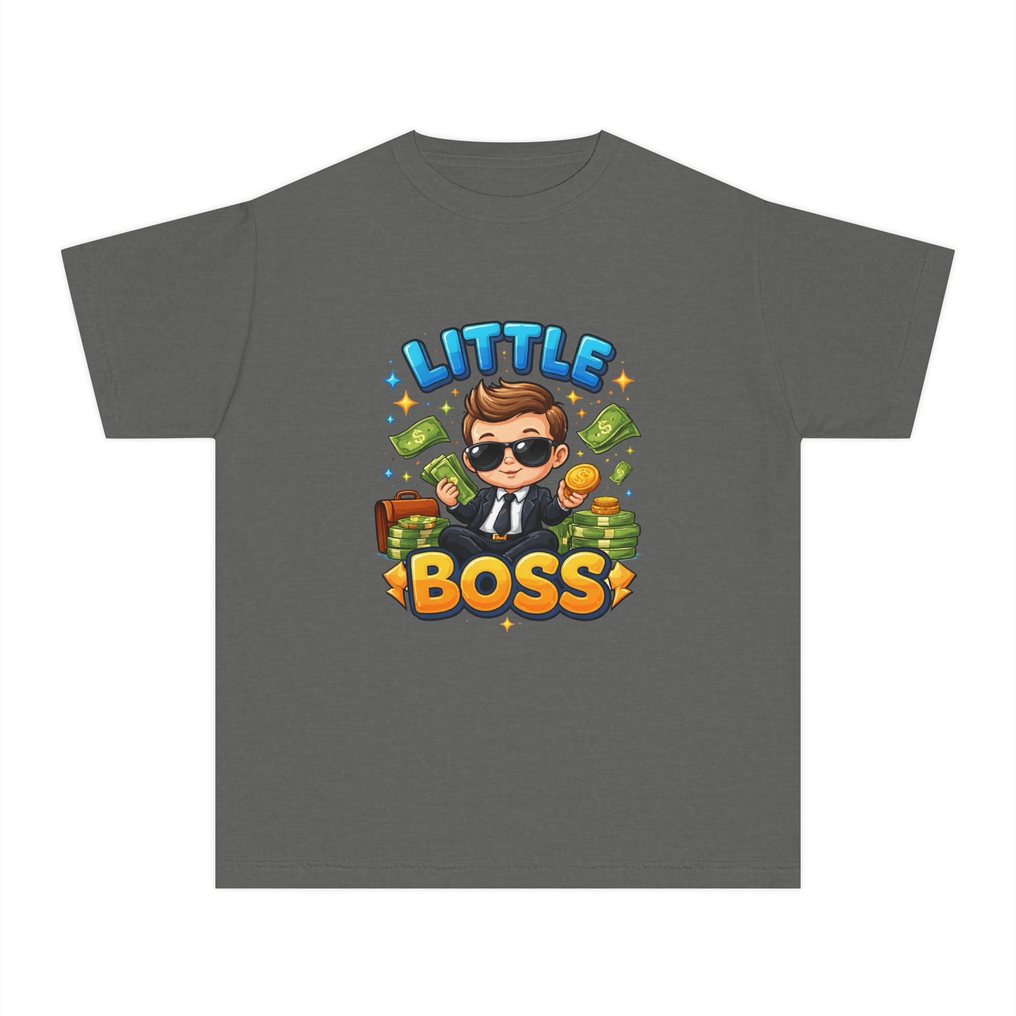 Little Boss Kids T‑Shirt — Cute Cartoon Kid in Suit Design