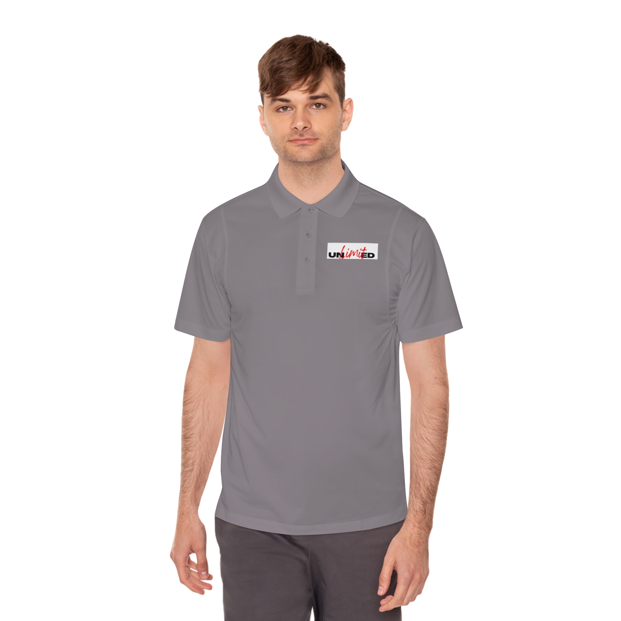 Unlimited Sport Polo — Men’s Performance Polo with 'Unlimited' Motivational Logo