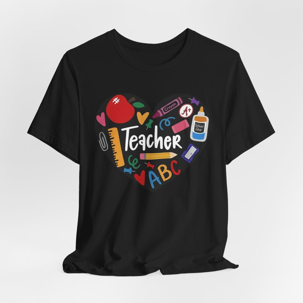 Teacher Heart Graphic Tee — Cute School Supply Design