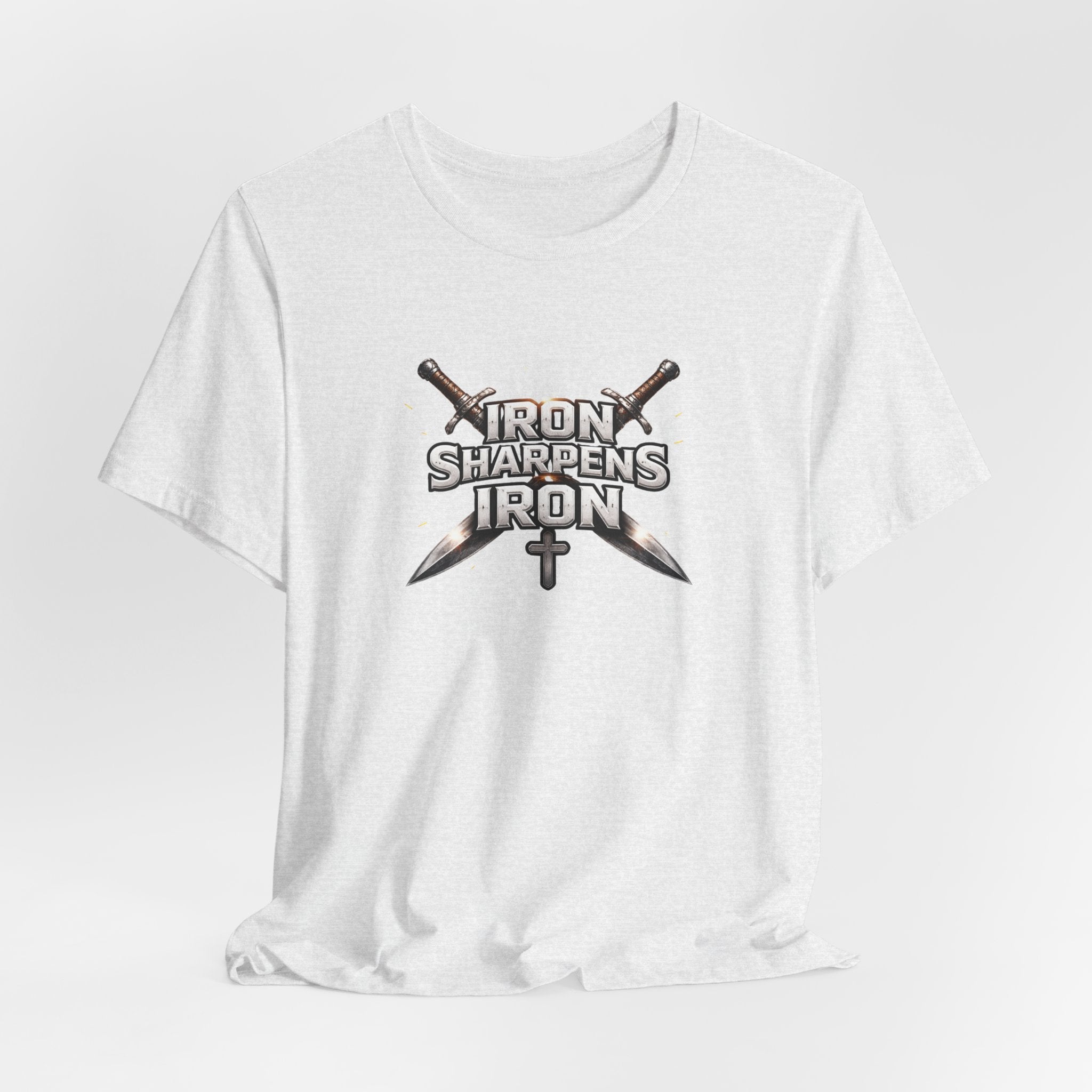 Iron Sharpens Iron T-Shirt — Christian Faith Cross & Swords Tee
