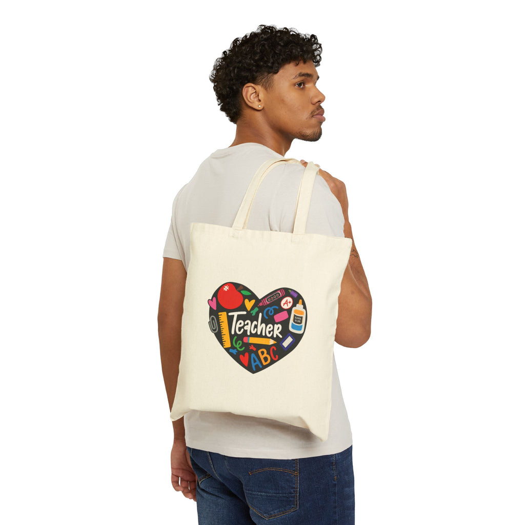 Teacher Tote Bag - "Teach • Love • Inspire" Cotton Canvas School Gift